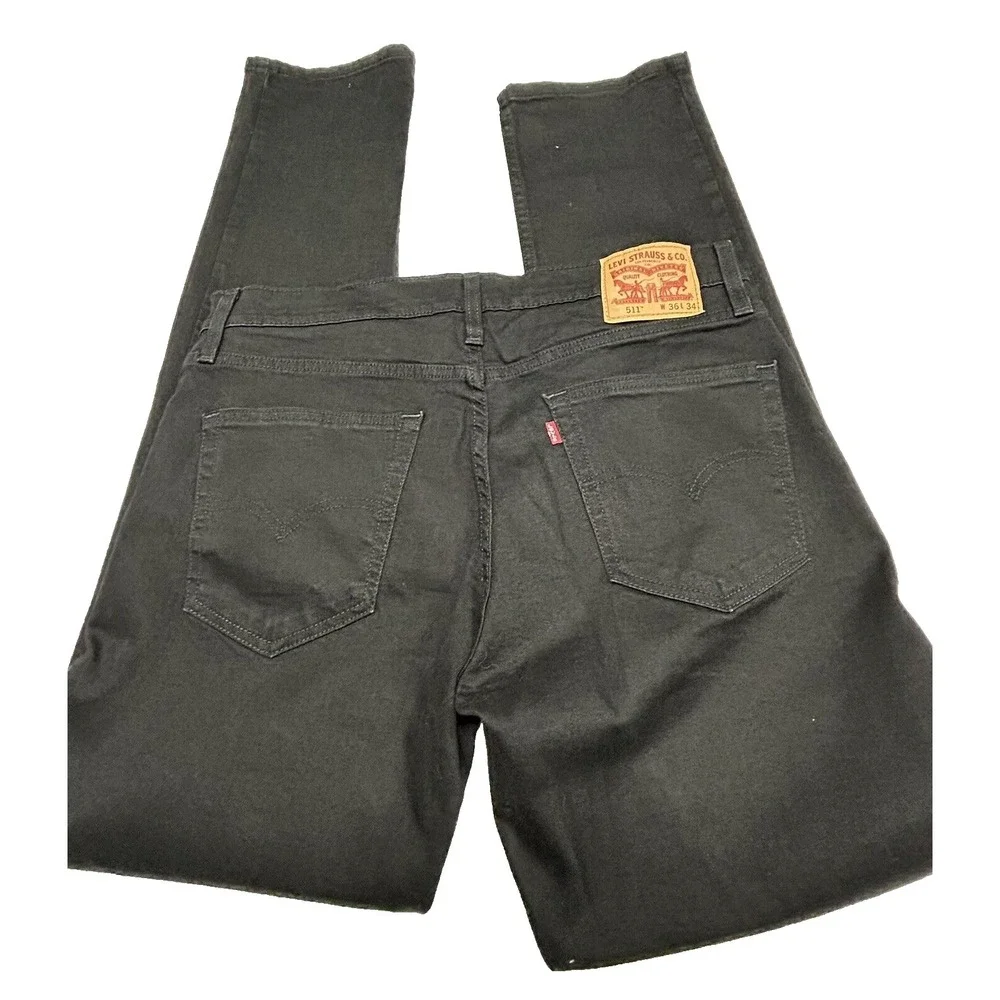 Levis Jeans‎ Mens Black Denim Pants 511 Slim Fit Premium Stretch Casual 36x34